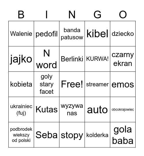 Omegle Bingo Card