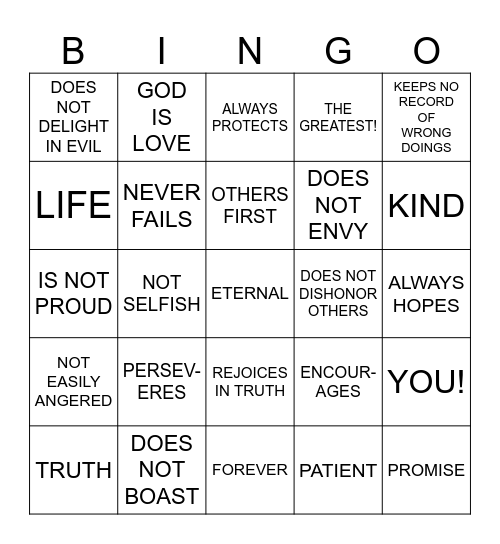 What is love?    LOVE IS... Bingo Card