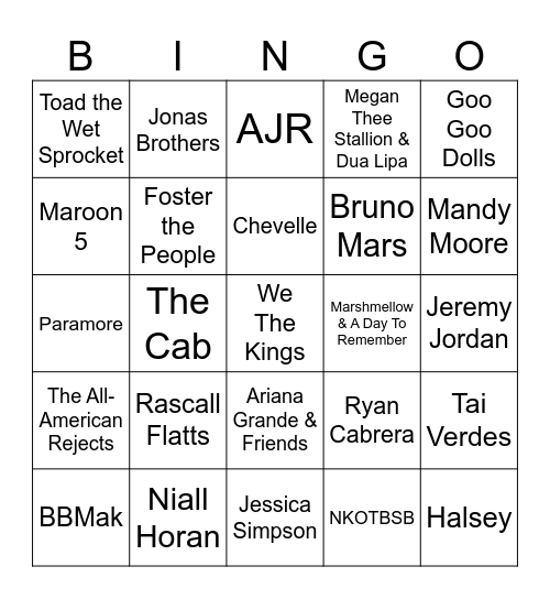 Flamingo Music Bingo: Game #1 Bingo Card
