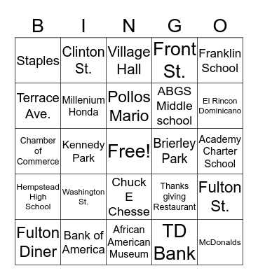 Hempstead Community Bingo Card
