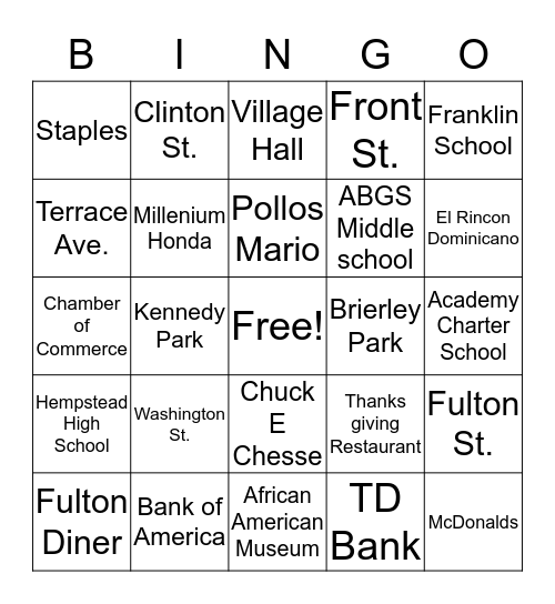 Hempstead Community Bingo Card