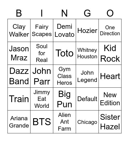 Flamingo Music Bingo: Game #2 Bingo Card