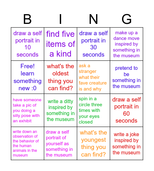 Museum of Natural History Bing(o) Bingo Card
