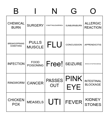 JILL IS ILL Bingo Card