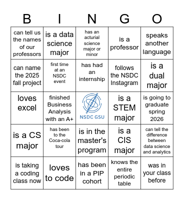 NSDC BINGO NIGHT Bingo Card