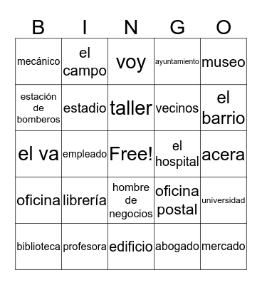 People and places Bingo Card