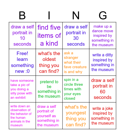 Museum of Natural History Bing(o) Bingo Card