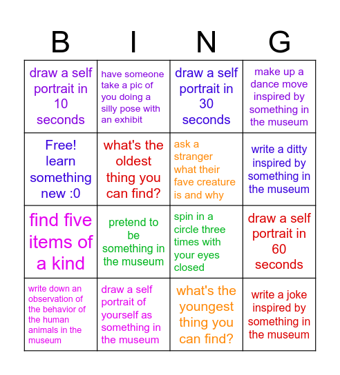 Museum of Natural History Bing(o) Bingo Card