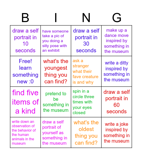 Museum of Natural History Bing(o) Bingo Card