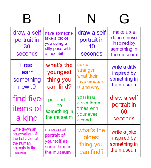 Museum of Natural History Bing(o) Bingo Card