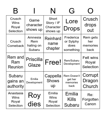 ARC 10 BINGO Card