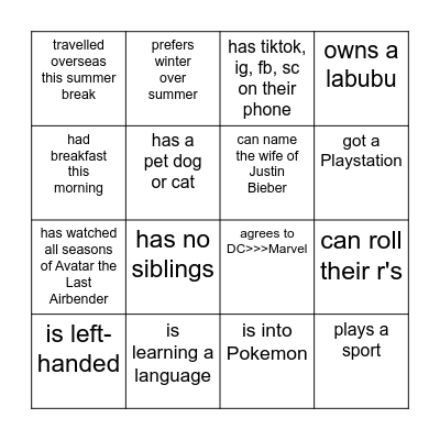 ICEBREAKER BINGO Card