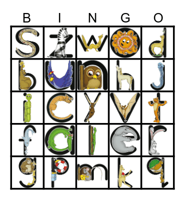 Zoo Phonics BINGO Card
