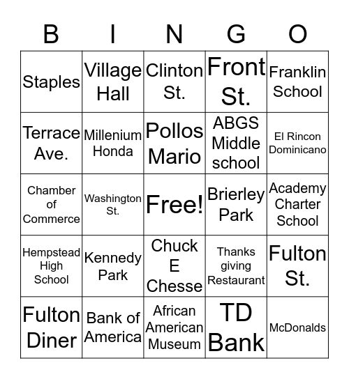 Hempstead Community Bingo Card