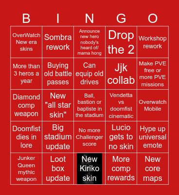 OverWatch 2026 spotlight Bingo Card