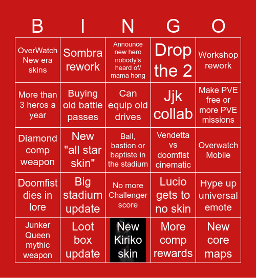 OverWatch 2026 spotlight Bingo Card