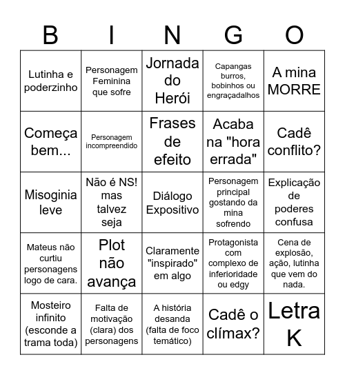 Bingo do Kauê Bingo Card
