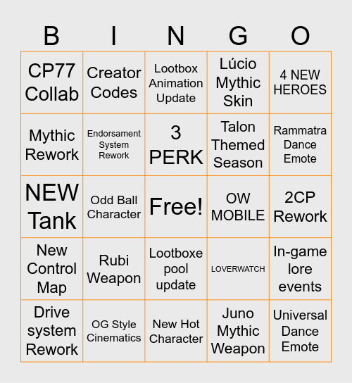OW2 2026 SPOTLIGHT Bingo Card