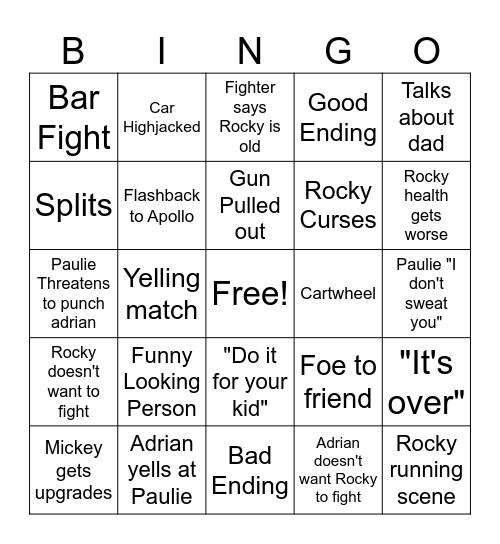 ROCKY 5 Bingo Card