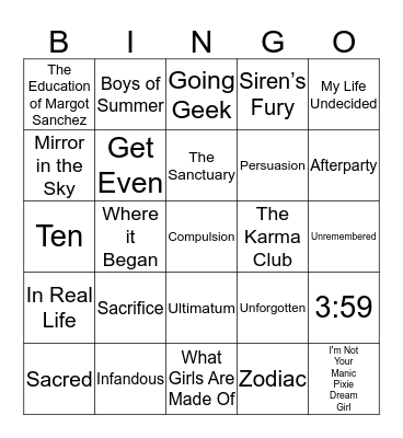 Teen Book Fest 2017 Bingo Card