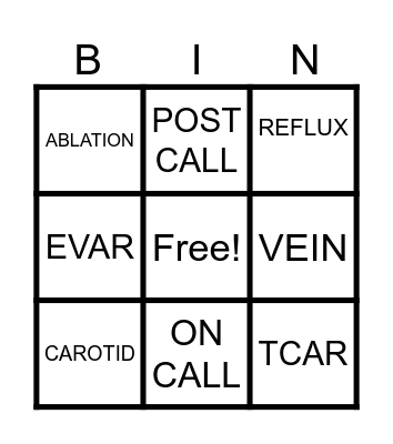 VEIN AND VASCULAR Bingo Card