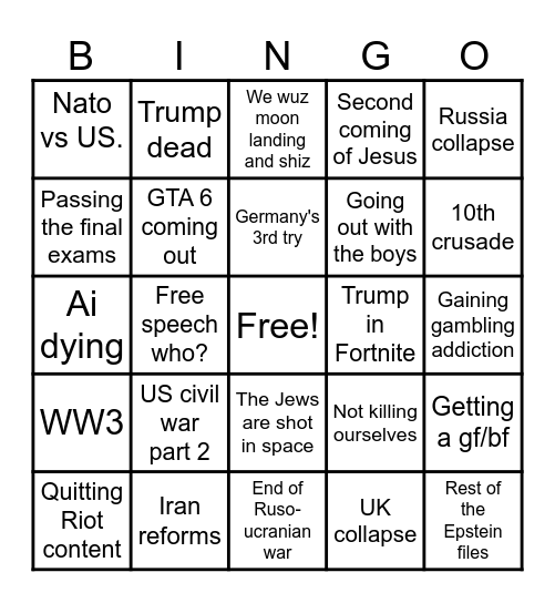 2026 predictions update Bingo Card