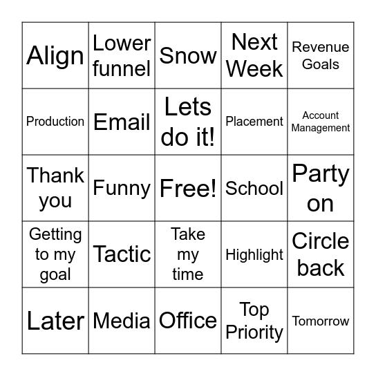 Team Meeting Bingo! Bingo Card