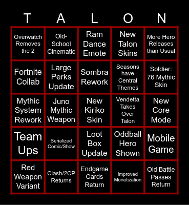 Overwatch 2 Spotlight Bingo (2026 Edition) Bingo Card