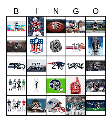 Super Bowl Bingo Card