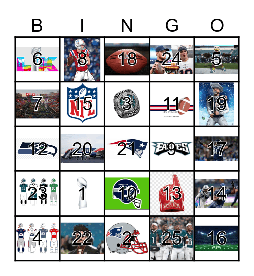 Super Bowl Bingo Card