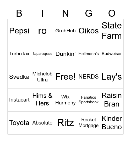 2026 Super Bowl BINGO Card