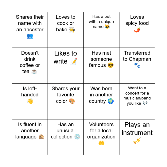 Find someone who... Bingo Card