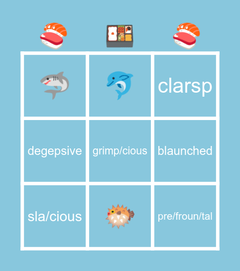 under the sea 🎏 Bingo Card