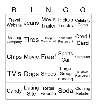 COMMERCIALS BINGO Card