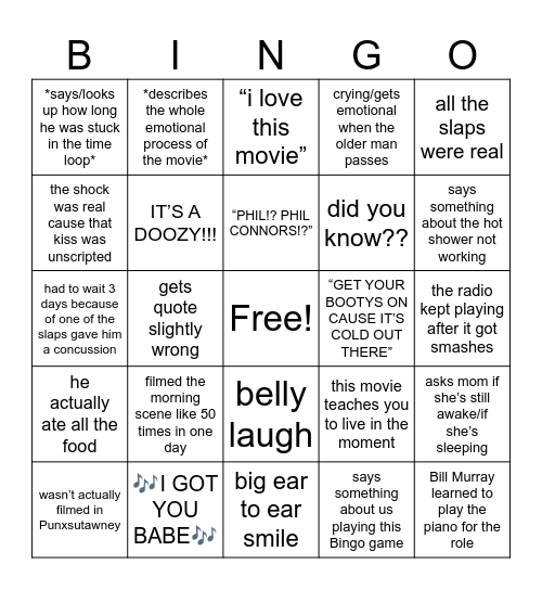 2026 Groundhog’s Day Bingo Card