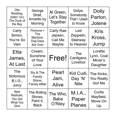 Round 2 Bingo Card