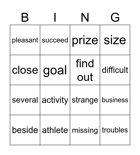 GE 1 - Vocab Unit 4, 5 Bingo Card
