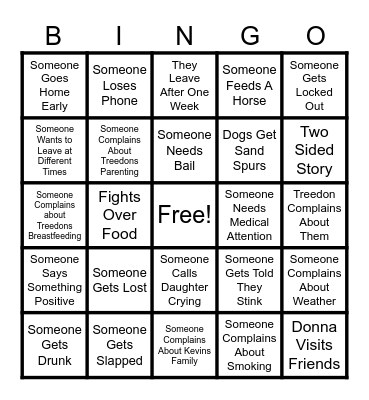 Mom Vacation Bingo Card