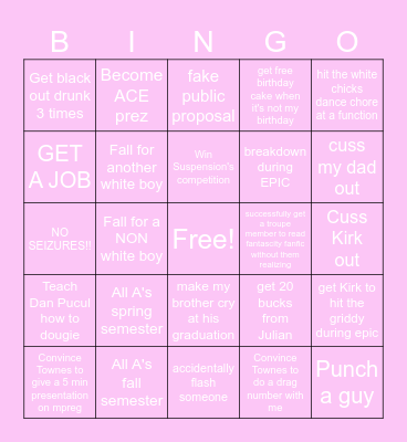 Tony's 2026 Bingo Card Bingo Card