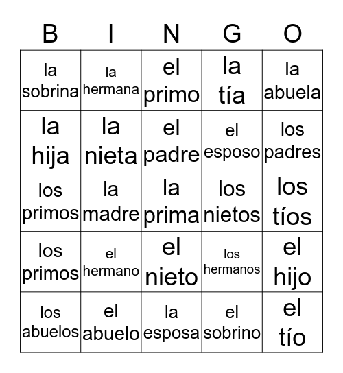 Lotería: La Familia Bingo Card