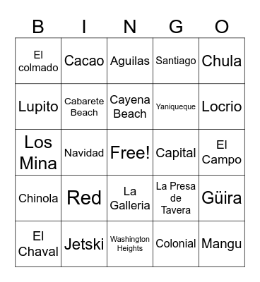 DSO Bingo Card