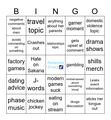 🌠Jelly Zatsu Stream Bingo🌠 Bingo Card