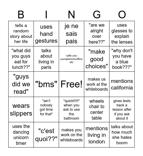 ms lund bingo Card
