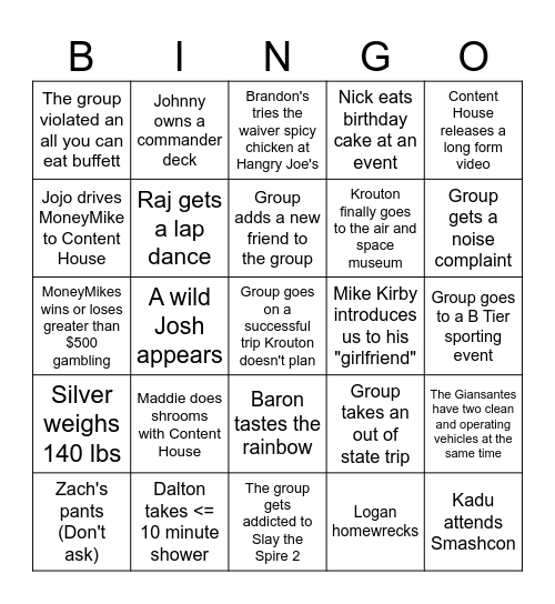Content House 2026 Board Bingo Card