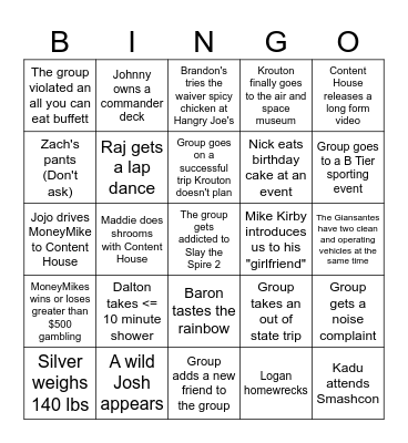 Content House 2026 Board Bingo Card