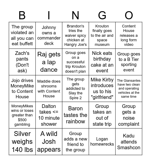 Content House 2026 Board Bingo Card
