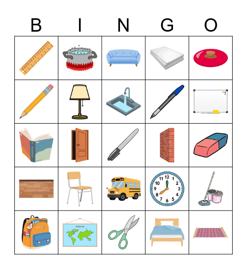 At School + In the House Bingo Card