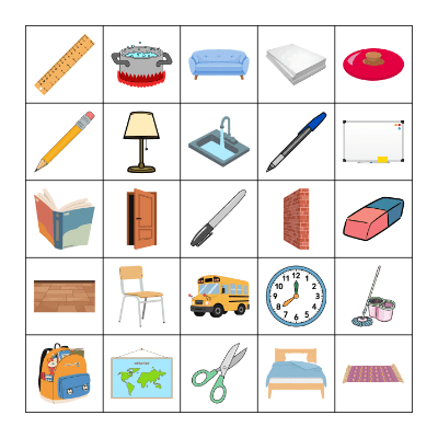 At School + In the House Bingo Card