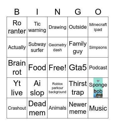 Yt bingo Card
