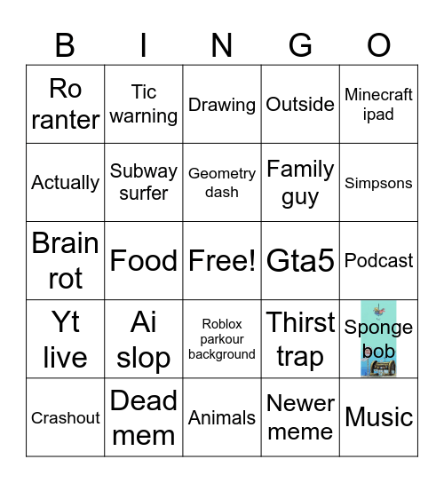 Yt bingo Card